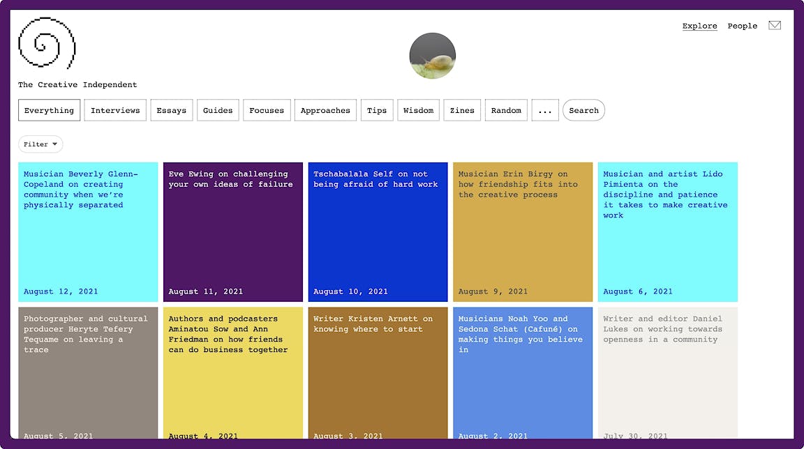 A screenshot of a colorful web page.